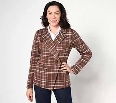 BEAUTIFUL by Lawrence Zarian Silky Ponte Double Button Blazer
