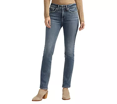 Silver Jeans Co . Women's Suki Mid Rise Straig ht Jeans