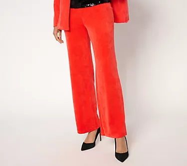 by Stacy London Regular Plush Velour Wide Leg Pant