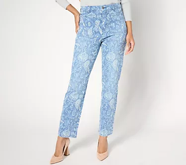 LOGO by Lori Goldstein Regular Printed Straight Leg Jeans