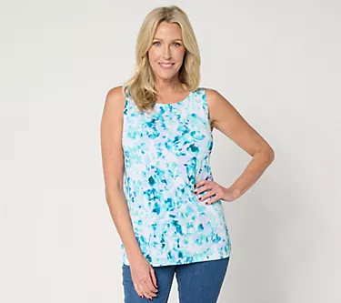 Susan Graver Printed Liquid Knit Sleeveless Top
