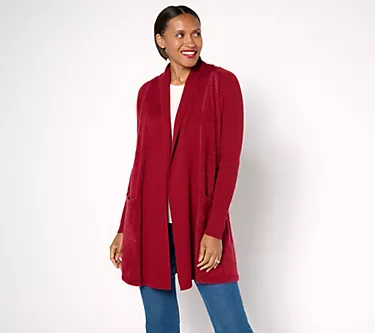 Susan Graver Regular Mixed Media Sweater Cardigan