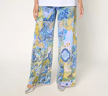 Dennis Basso Petite Printed Italia Knit Pants