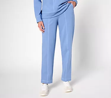 Denim & Co. Active Petite French Terry Straight Leg Pant