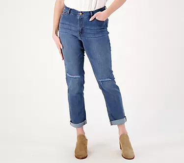 Denim & Co. Canyon Retreat Petite Easy Stretch Girlfriend Jean