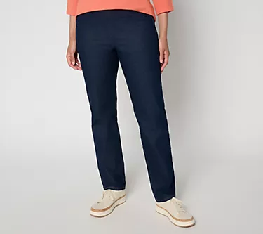 Denim & Co. Tall Indigo Flat Front Back Pocket Pant
