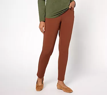 Susan Graver Regular Weekend Cavalry Twill Knit Slim Pants