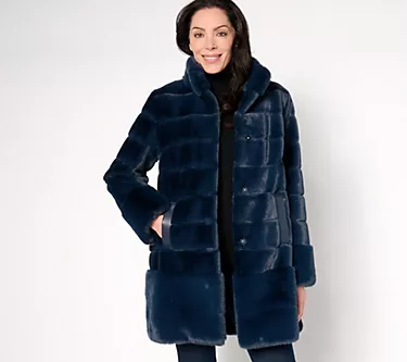 Dennis Basso Regular Pelted Faux Fur Jacket w/ Stand Collar