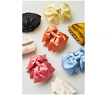 Violet & Brooks Sloane Satin Bow Claw Clip Duowith Crystals