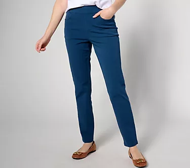 AnyBody Petite Stretch Twill Slim Straight Pant
