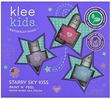 Klee Kids Starry Sky Kiss 3-Piece Peelable NailPolish Set