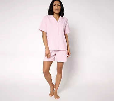 Berkshire Homewear 100% Cotton Poplin Notch Collar & Short PJ Set