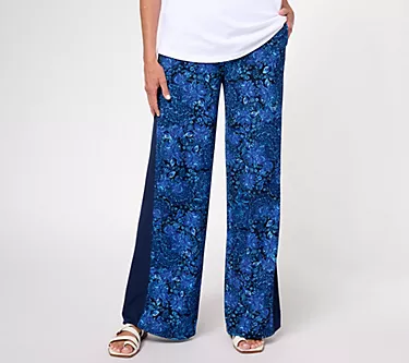 Isaac Mizahi Live! Regular Printed Pebble Knit Full Length Pants