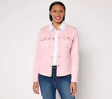 Isaac Mizrahi Live! Scuba Suede Snap Front Jacket