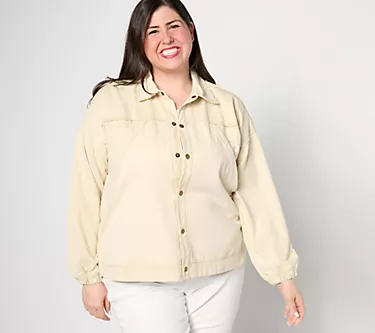 Denim & Co. Canyon Retreat Mixed Media Snap Front Jacket