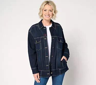 Peace Love World Authentic Denim Button-Front Jacket - Indigo