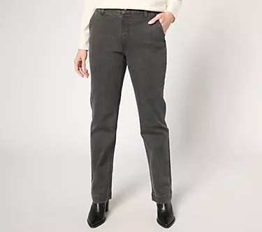 Denim & Co. Petite Easy Stretch Denim Straight Leg Trouser Jean