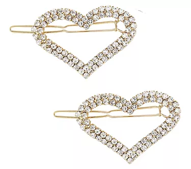 Ettika Set of (2) Aphrodite Heart Crystal Barrettes