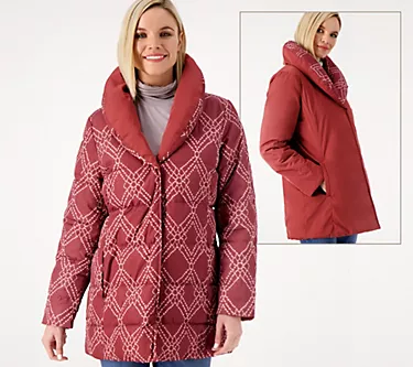 Dennis Basso Reversible Print to Solid Water Resistant Jacket