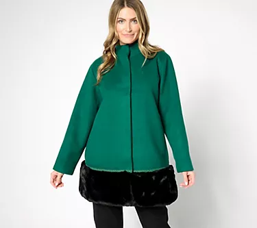 by Stacy London Coat with Removeable Faux Fur Hem