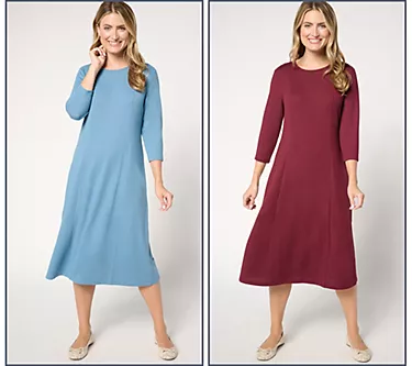 Denim & Co. Essentials Tall Heavenly Jersey Dress 2-Pack