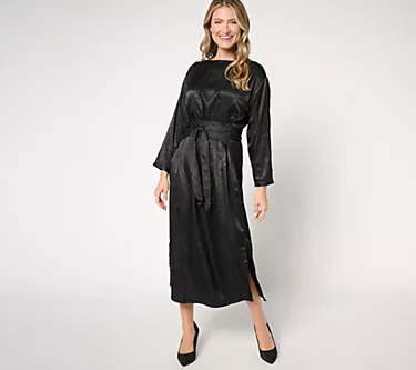 Me by Jennie Garth Petite Chelsea Satin Dress with Self Tie