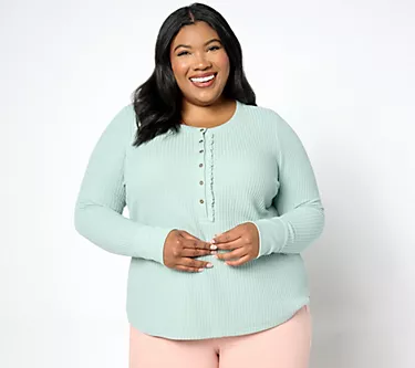 Me by Jennie Garth Willow Knit Waffle Top with Lace Inset