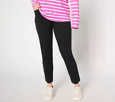 Denim & Co. Petite Any Day Solid Duo Stretch Ankle Pant