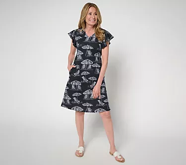 Belle Beach by Kim Gravel Regular Slub Knit Flutter Sleeve Dress