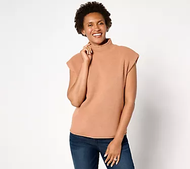 Me by Jennie Garth Mattie Sweater Vest with Shoulder Pads