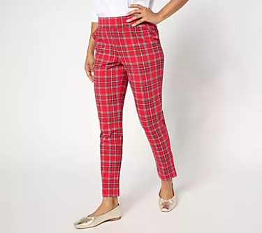 Denim & Co. Petite Any Day Printed Duo Stretch Ankle Pant