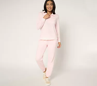 MUK LUKS Petite French Terry 1/4-Zip & Jogger Track Suit