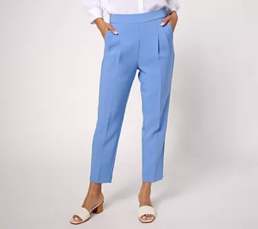 Isaac Mizrahi Live! Petite Stretch Crepe Tapered Leg Crop Pants