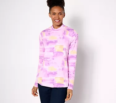 Sport Savvy Printed Drapey Mock Neck Swing Top