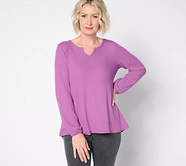 Denim & Co. Petite Shimmer Waffle Split Neck A-Line Tunic 1 259989-denim-co-petite-shimmer-waffle-split-neck-a-line-tunic-1.webp