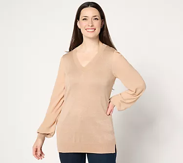 260568-belle-by-kim-gravel-lurex-v-neck-sweater-with-chiffon-sleeves-1.webp