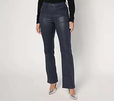 nicole by Nicole Miller Regular Coated Soho Boot-Cut Jeans - Navy