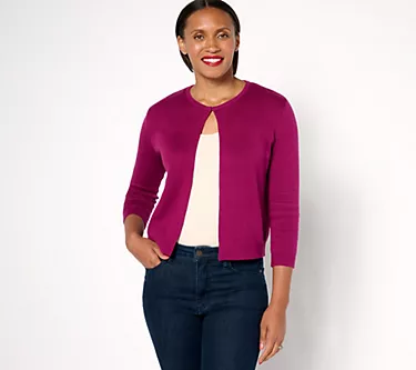 Isaac Mizrahi Live! Essentials Open Front Long Sleeve Bolero