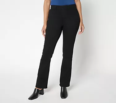 Susan Graver Stretch Denim Tall Classic Boot Cut Jean - Black/Grey
