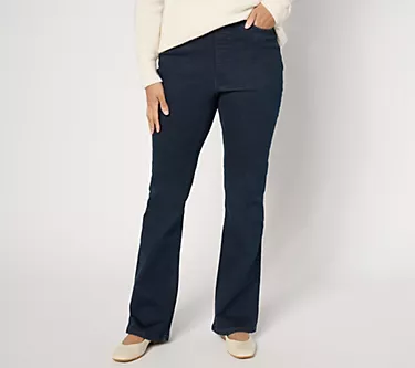Denim & Co. Regular Indigo Cozy Touch Baby Boot Pull-On Jean