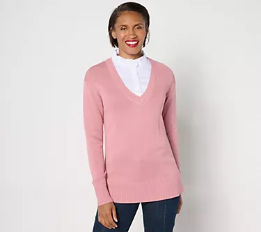 Denim & Co. Signature Petite 2fer Sweater Tunic