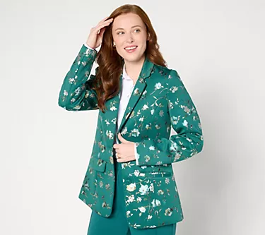Isaac Mizrahi Live! Regular Scuba Print Or Solid Blazer