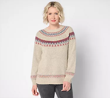 Denim & Co. Heritage Fair Isle Jacquard Sweater