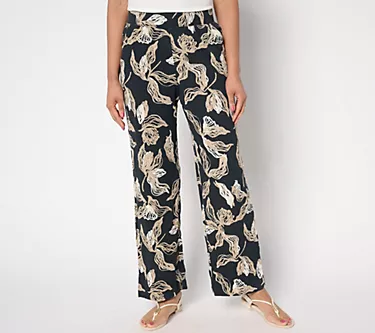 266438-denim-co-beach-petite-printed-knit-gauze-full-leg-pants-1.webp