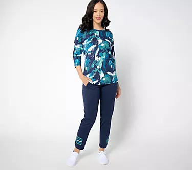 Sport Savvy Regular Abstract Long Sleeve Top and Pant Set