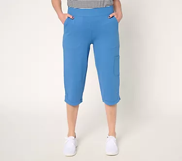 Denim & Co. Active Regular French Terry Straight Leg Capri Pants