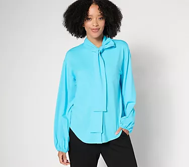 by Stacy London Jersey Knit Bow Blouse