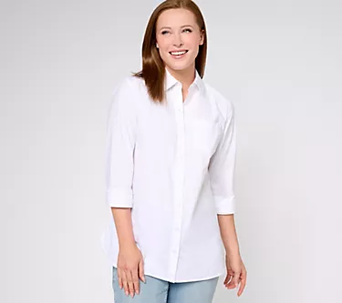 Denim & Co. Signature Poplin Button Down Shirt