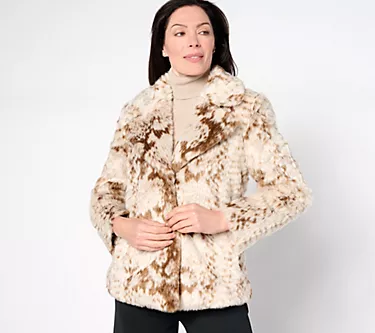 Dennis Basso Novelty Sculpted Faux Fur Jacket