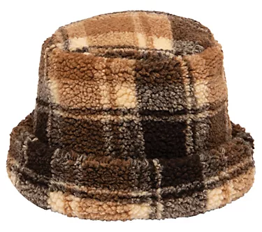 San Diego Hat Co. Cut Sew Printed Plaid Sherpa Cap with Cuff